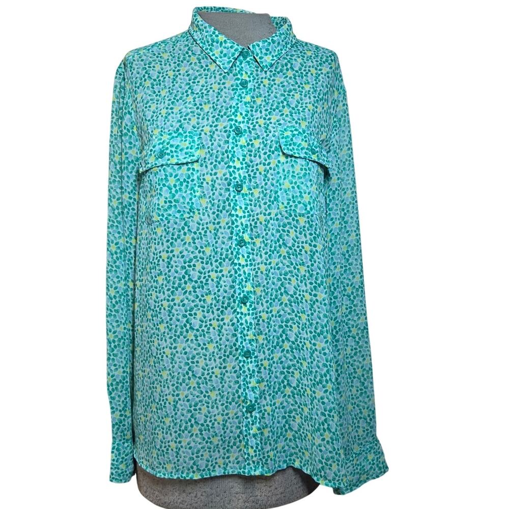 Green Print Lightweight Blouse Size XL